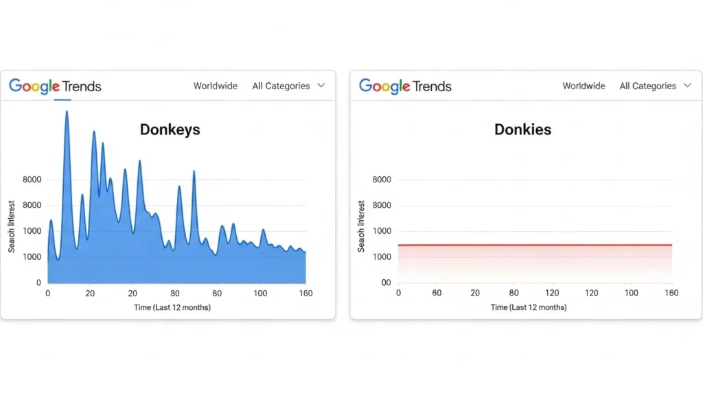 Donkies or Donkeys : Google Trends & Usage Data