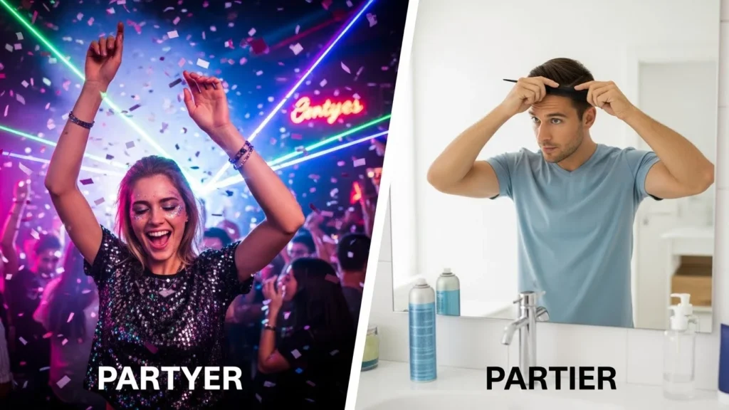 Partyer or Partier in Everyday Examples