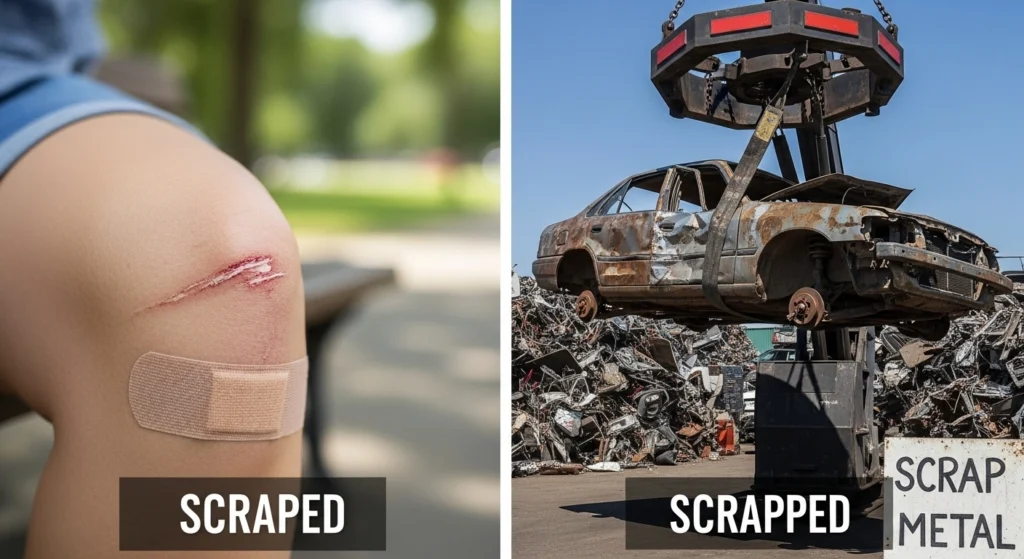 Scraped or Scrapped in Everyday Examples