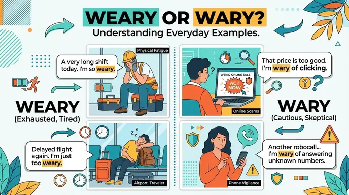Weary or Wary in Everyday Examples