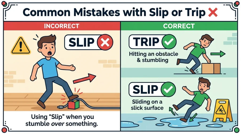 Common Mistakes with Slip or Trip ❌