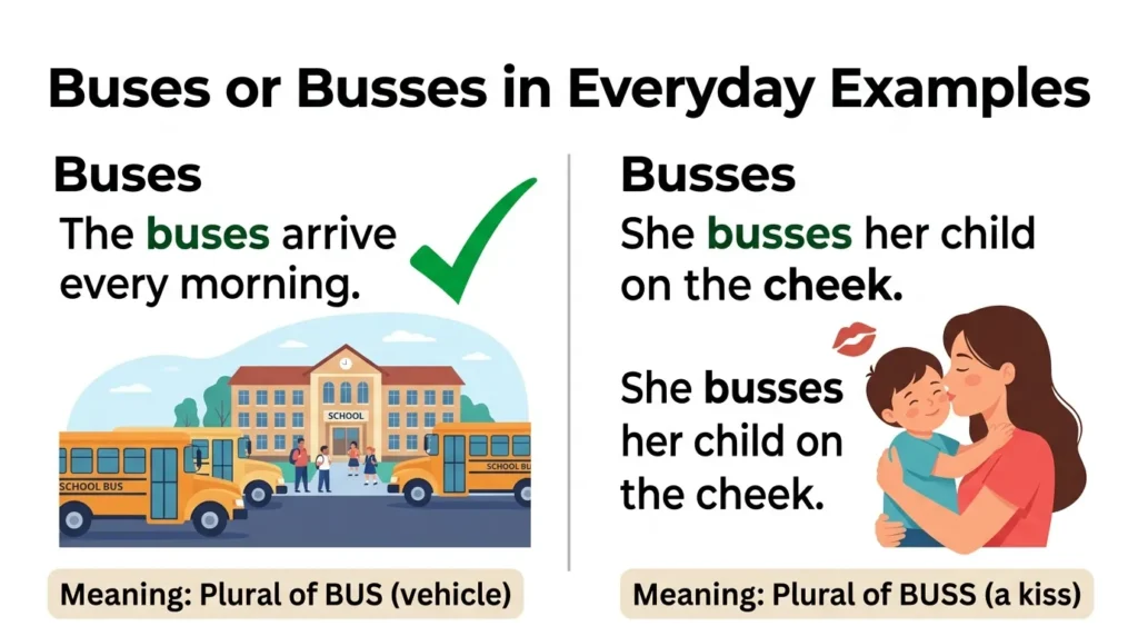Buses or Busses in Everyday Examples