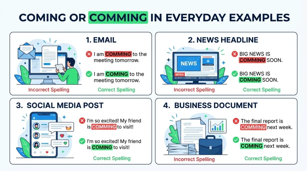 Comming or Coming in Everyday Examples