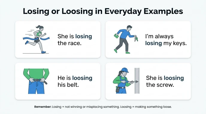 Losing or Loosing in Everyday Examples