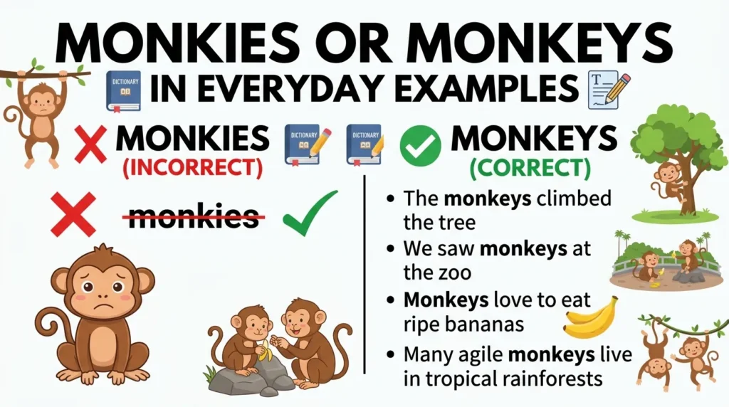 Monkies or Monkeys in Everyday Examples