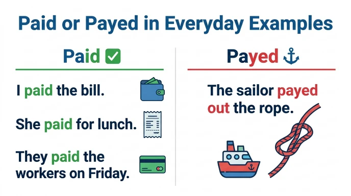 Paid or Payed in Everyday Examples