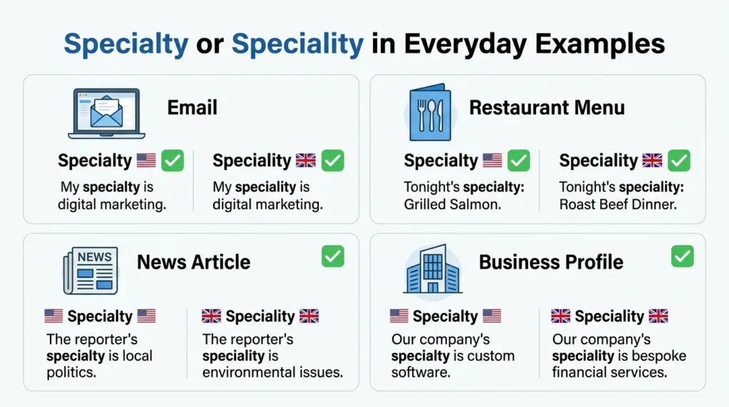 Specialty or Speciality in Everyday Examples