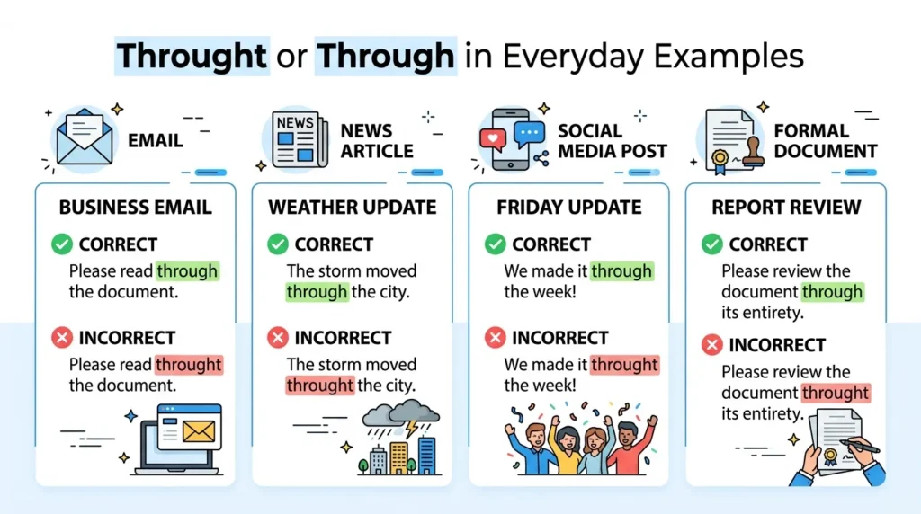 Throught or Through in Everyday Examples