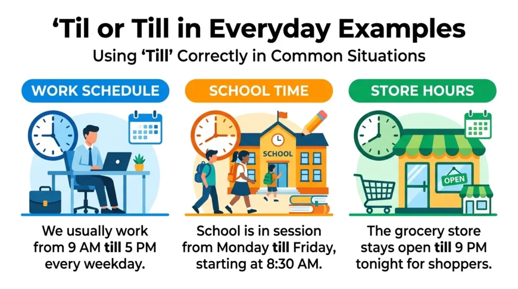 Til or Till in Everyday Examples